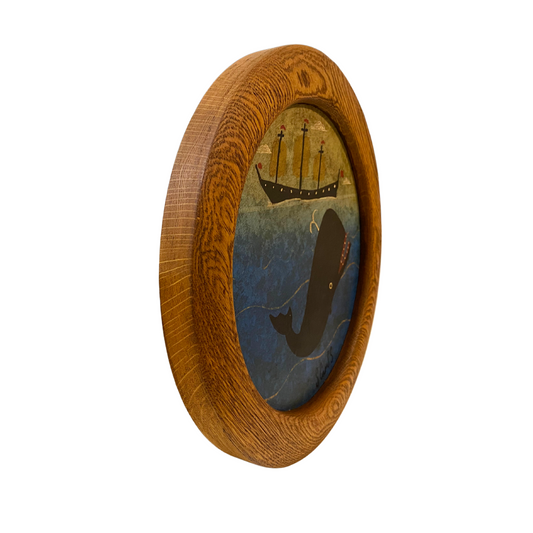 Round Whale and Ship Painting