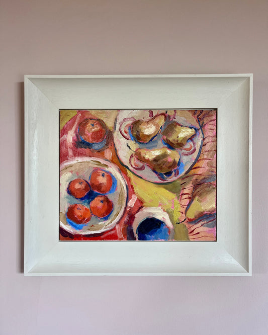 Clementines, Pears in bowls (Landscape)