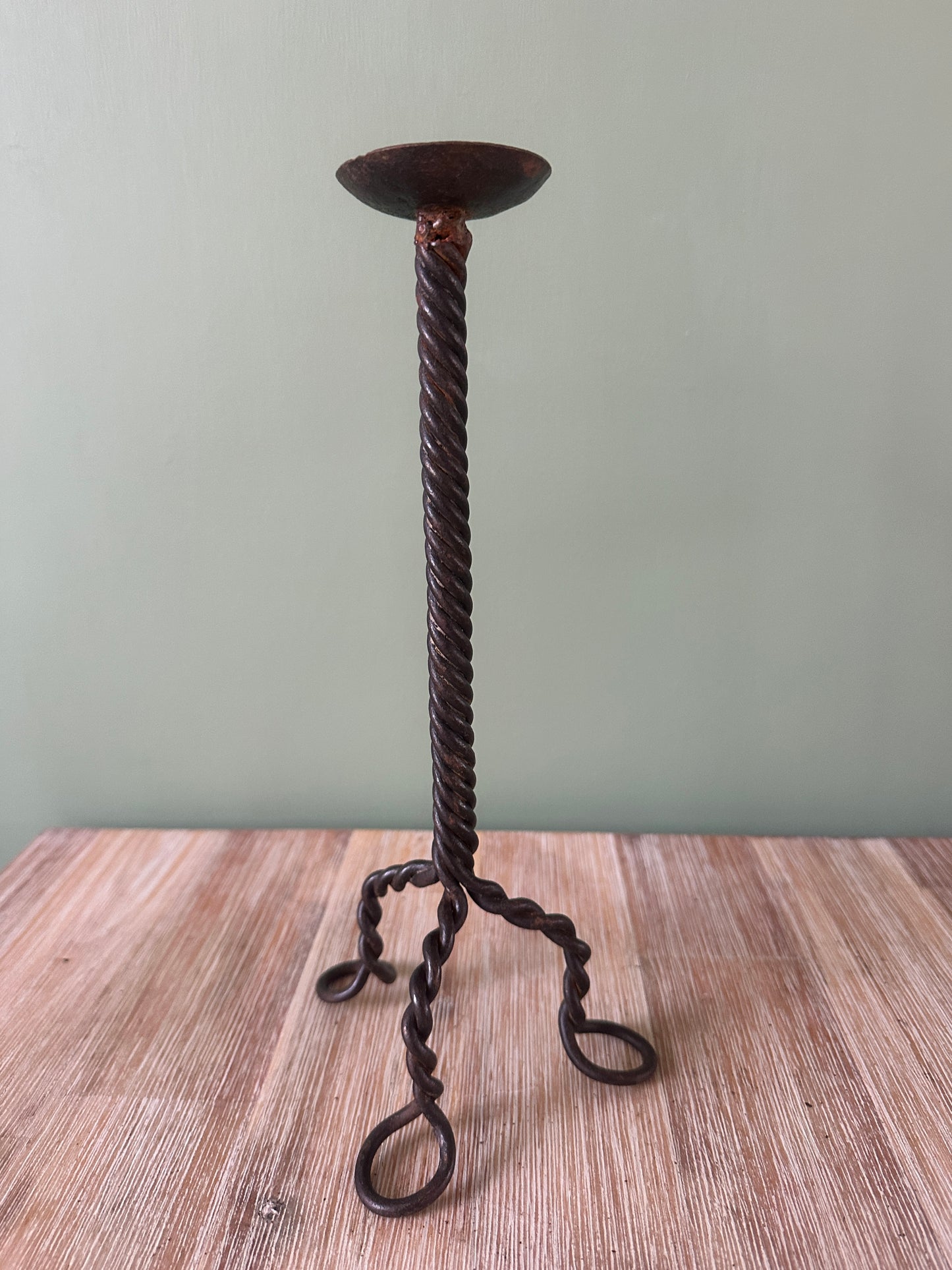 Pair of Indian Wrought Iron Candle Holders – Mismatched Height