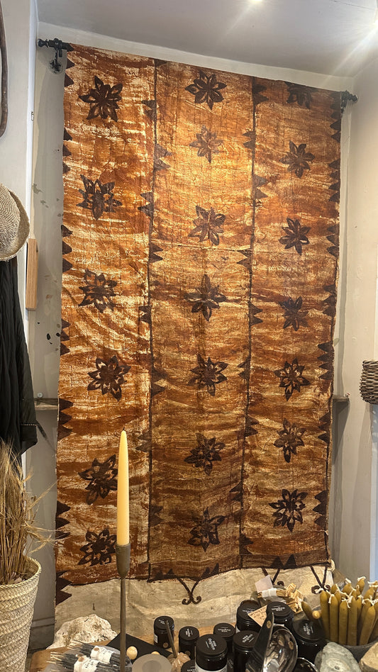 Vibrant Rust Tapa Cloth from Tonga and Fiji