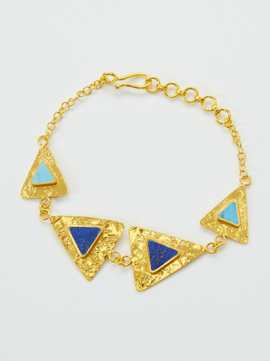 Lapis and Turquoise Triangle Bracelet
