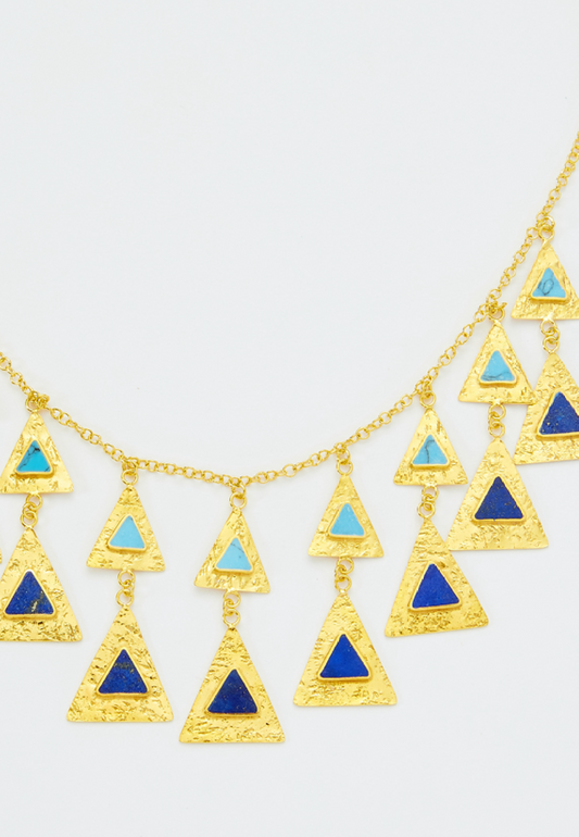 Lapis and Turquoise Triangle Necklace