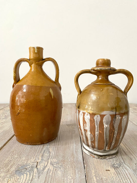 Early 20th Century 2 x Italian Ceramic Olive Oil Pots
