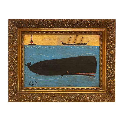 Gold Framed Long Whale Painting
