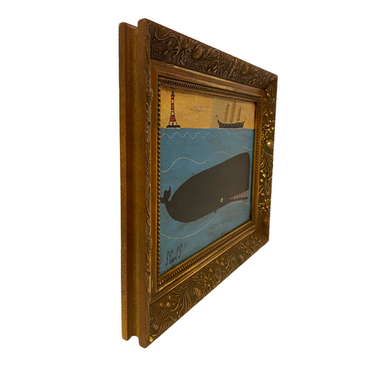 Gold Framed Long Whale Painting