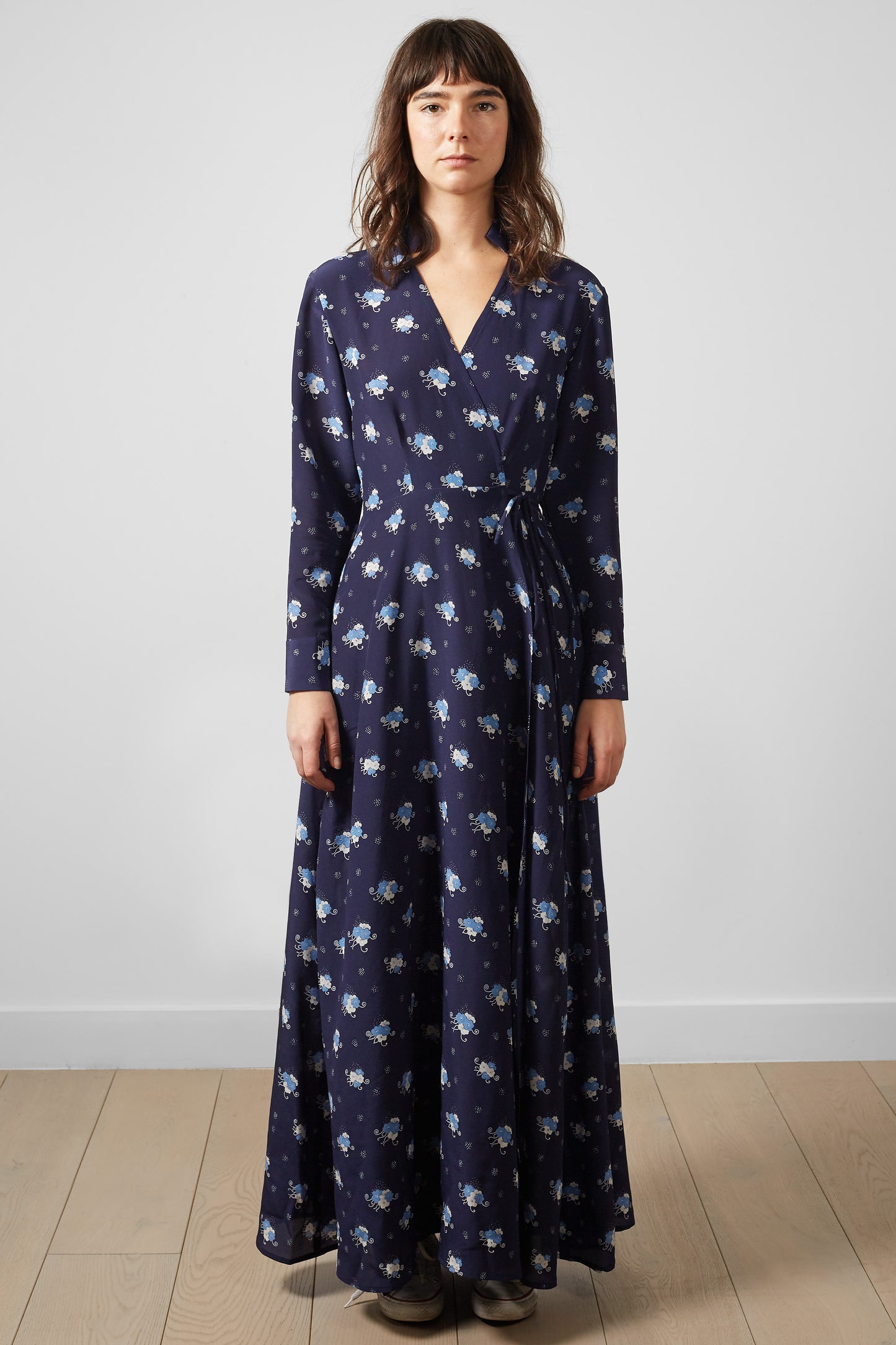 Bluebell Long Silk Wrap Dress – Long Sleeve, 100% Silk