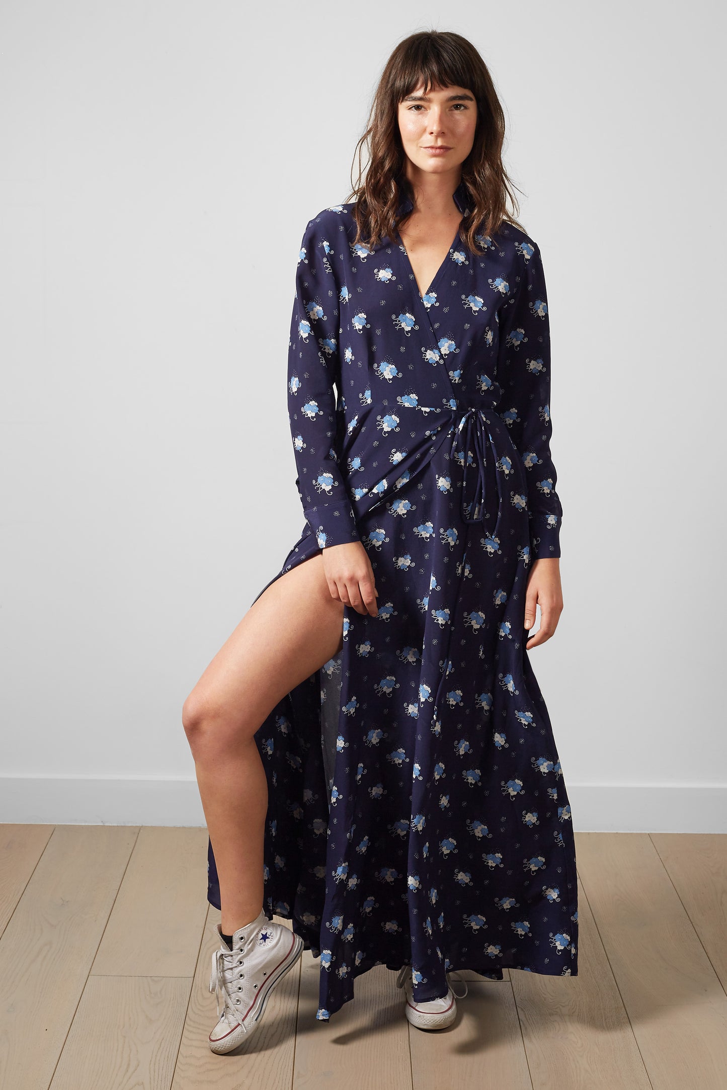 Bluebell Long Silk Wrap Dress – Long Sleeve, 100% Silk