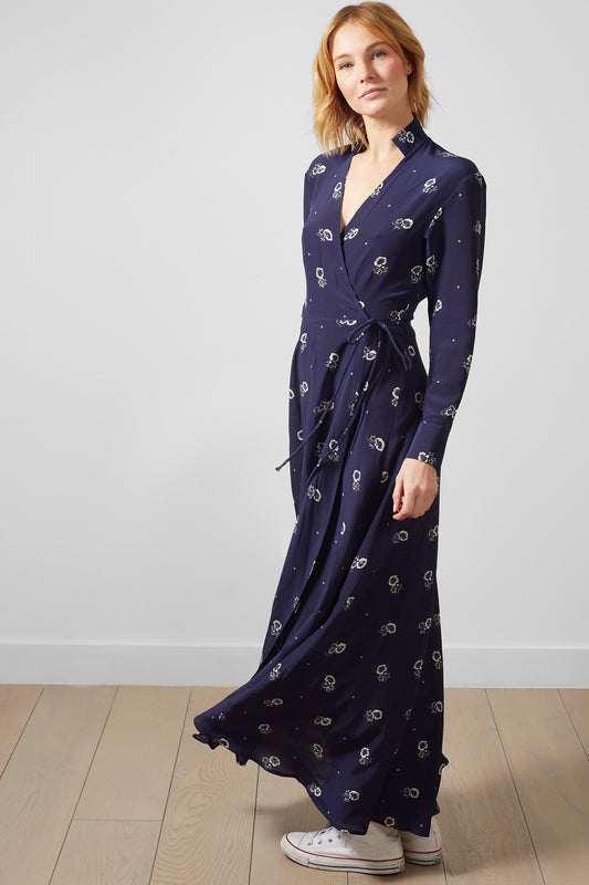 Monarch Long Silk Wrap Dress – Long Sleeve, 100% Silk