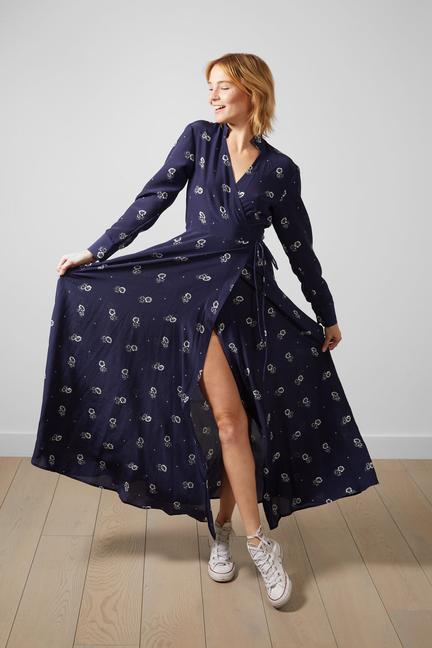 Monarch Long Silk Wrap Dress – Long Sleeve, 100% Silk