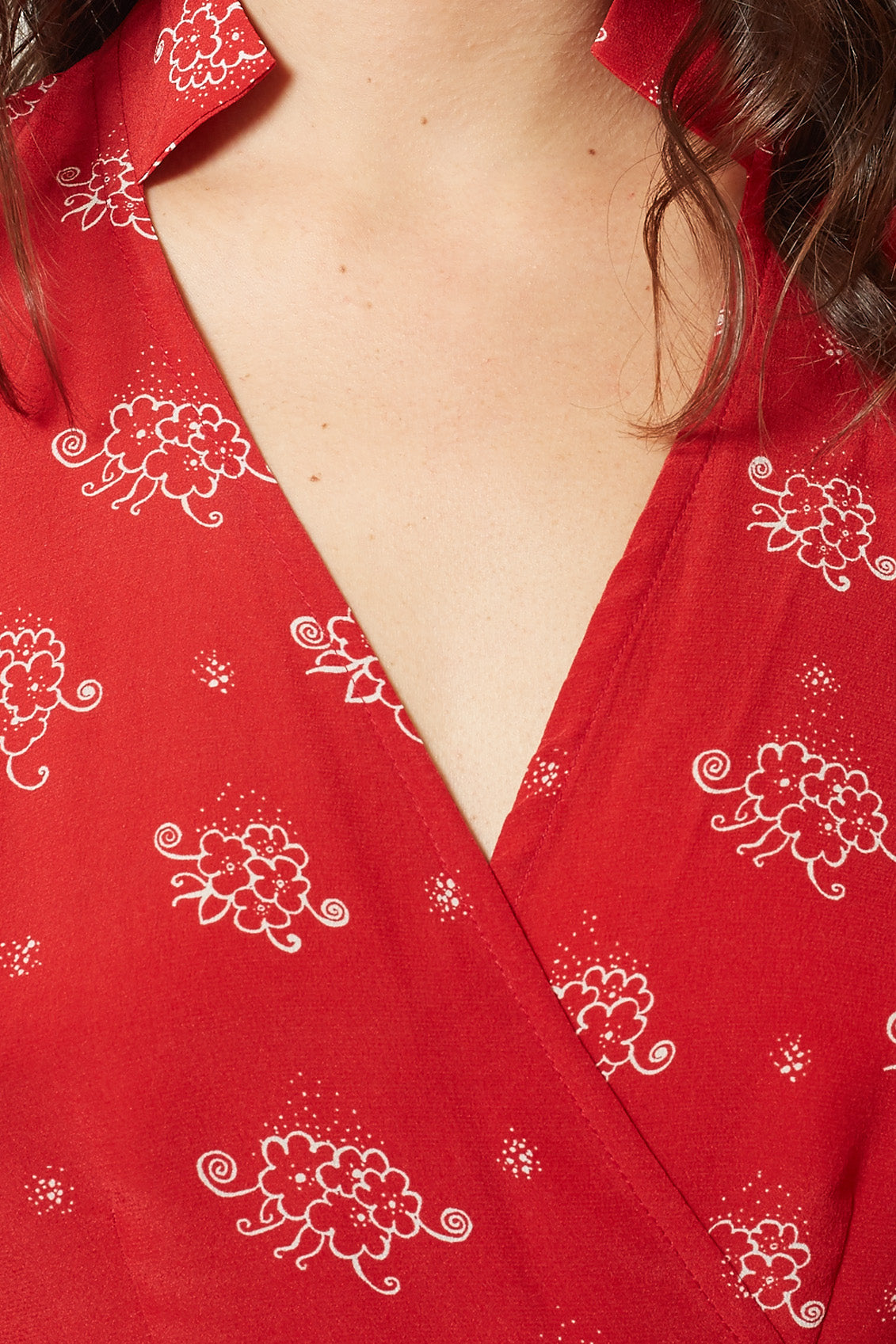 Red Glider Short Silk Wrap Dress – Long Sleeve, 100% Silk