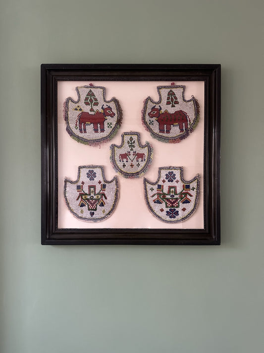 Framed Beaded Textile Wall Art