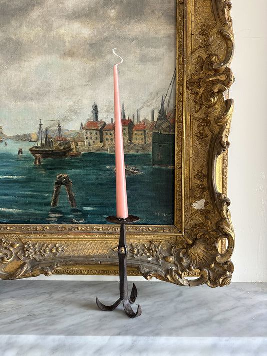 Antique Iron Candlestick Holder