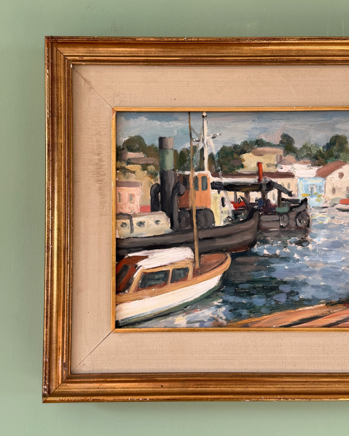 Vintage Italian Harbour Painting