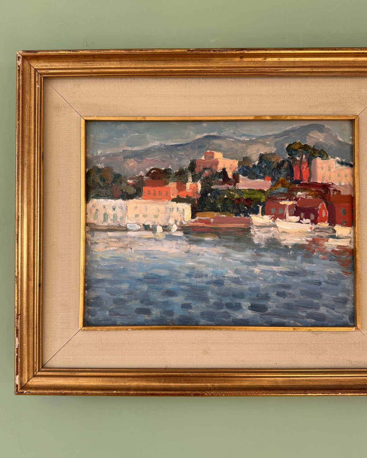 Vintage Italian Impressionist Coastal Painting