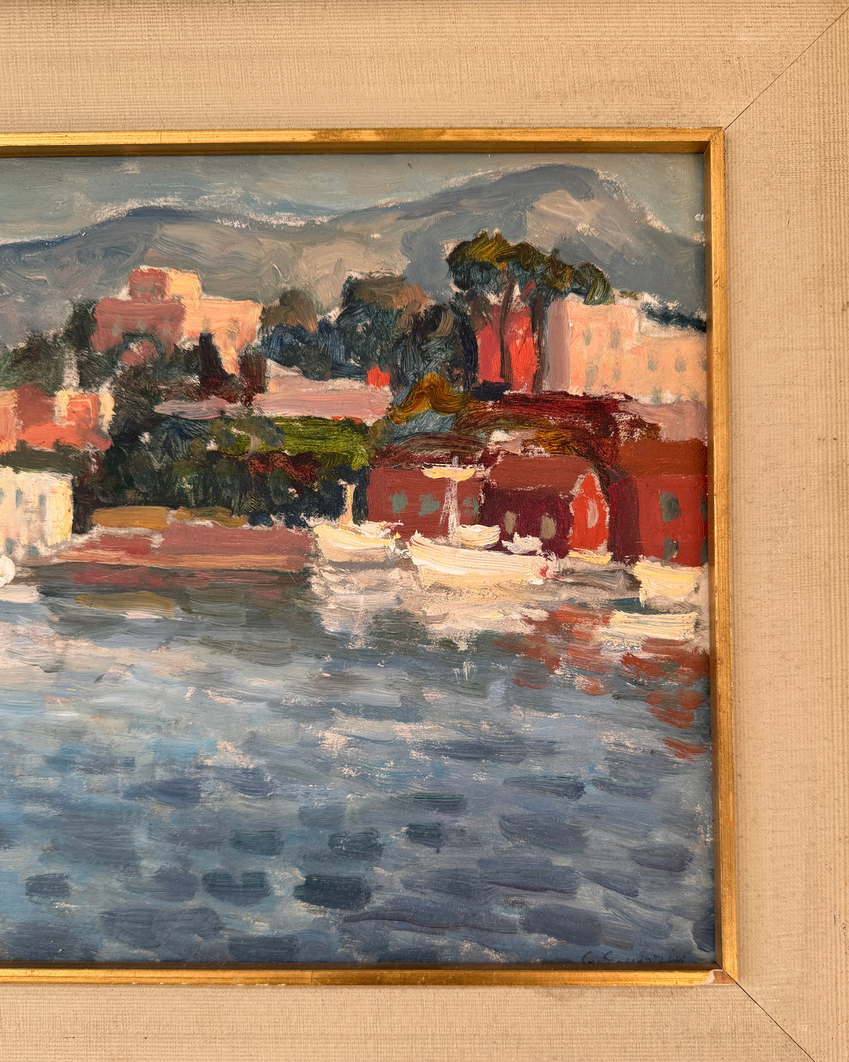 Vintage Italian Impressionist Coastal Painting