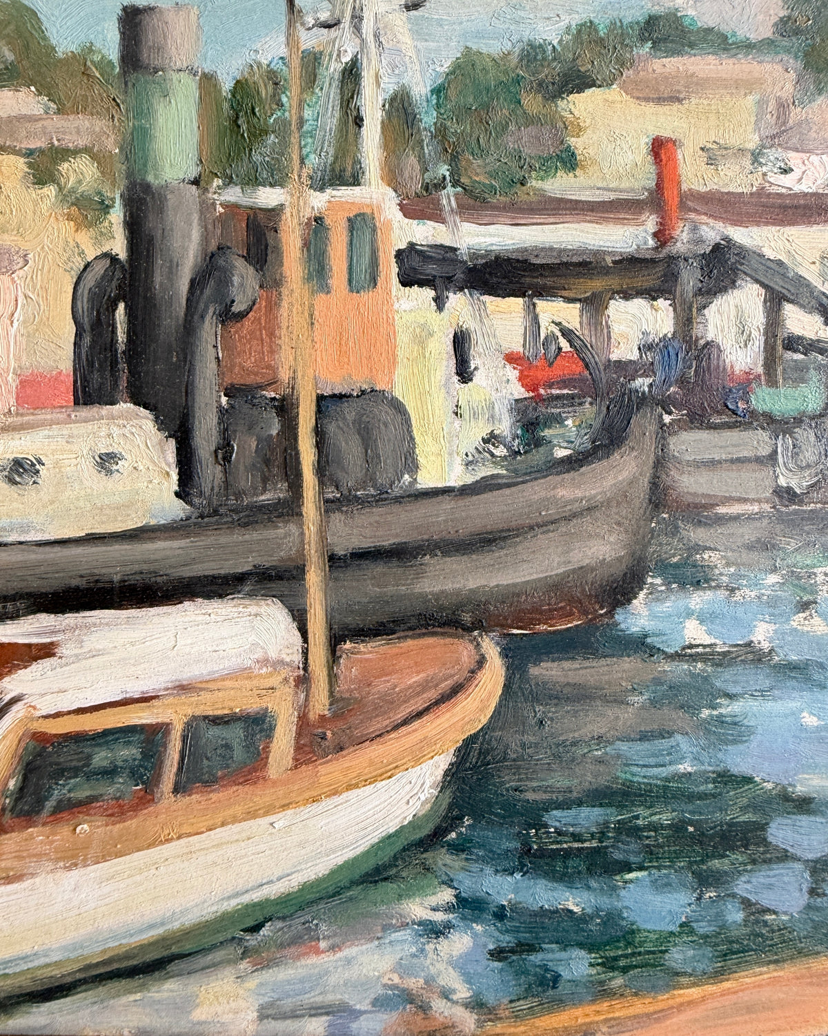 Vintage Italian Harbour Painting