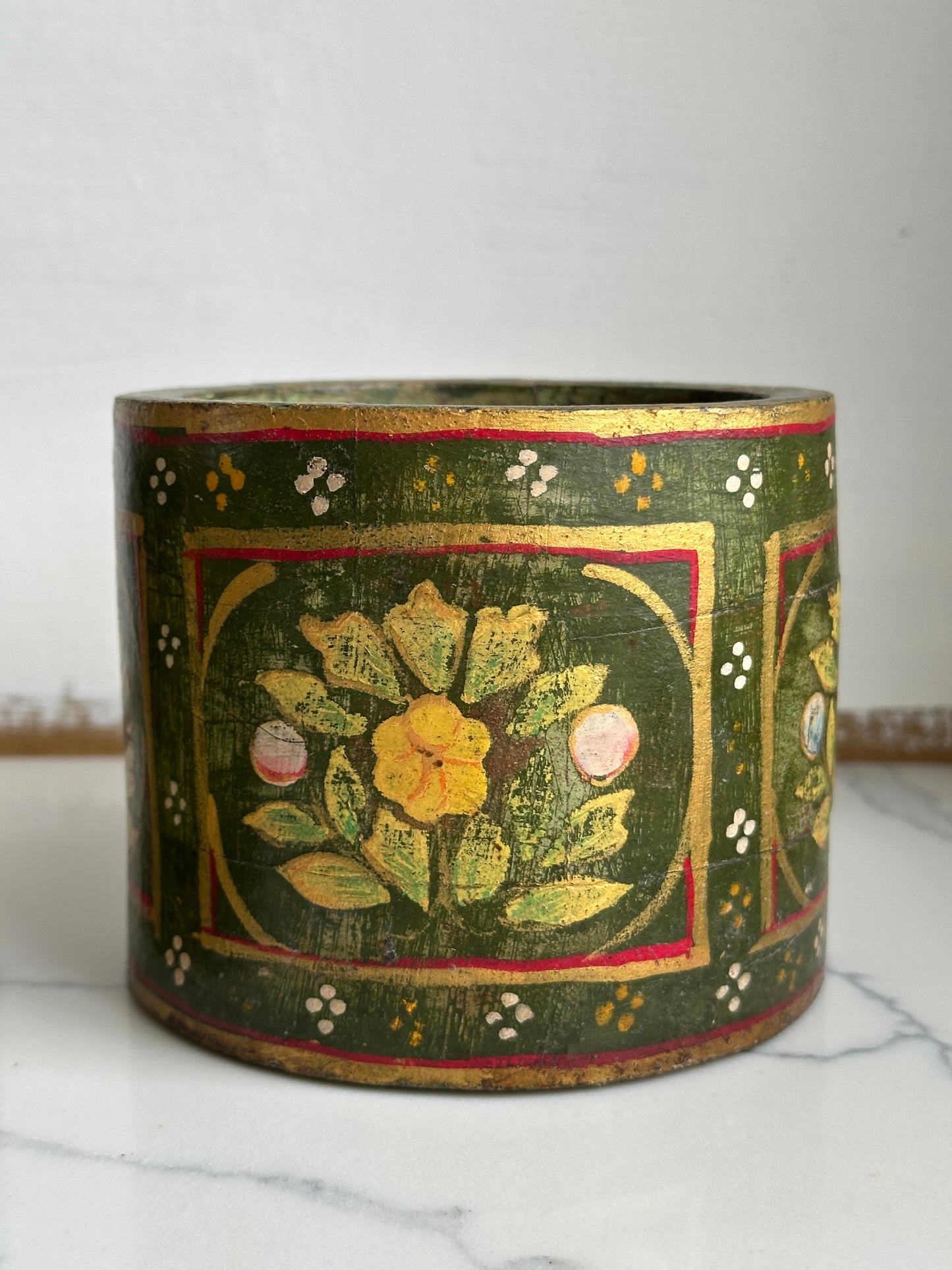Pair of green wooden holders
