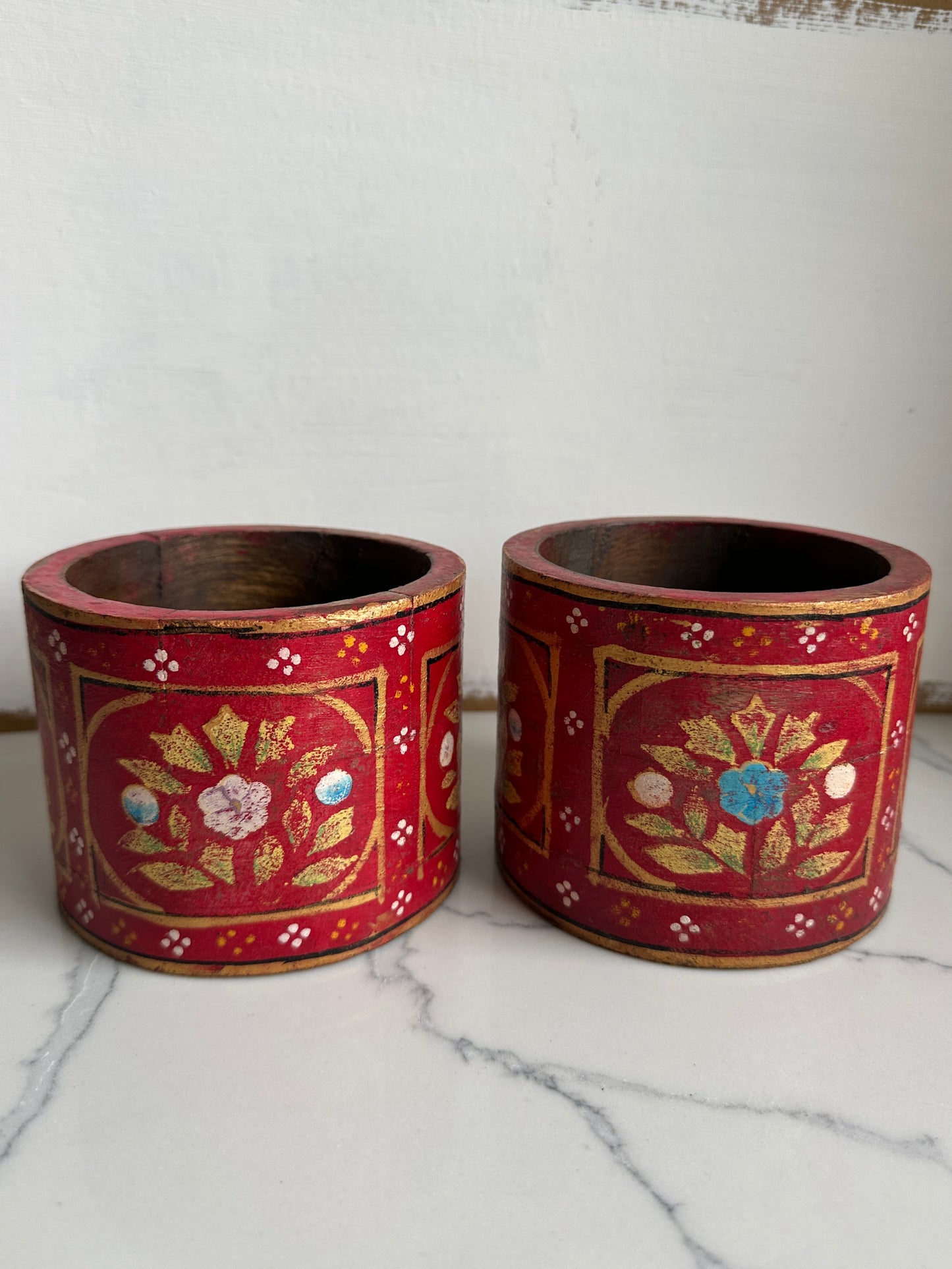 Antique Red Wooden Holders