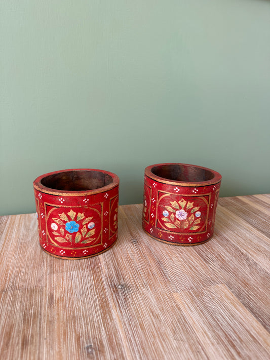 Antique Red Wooden Holders