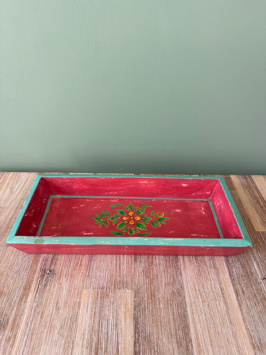 Handmade hand-painted wooden tray
