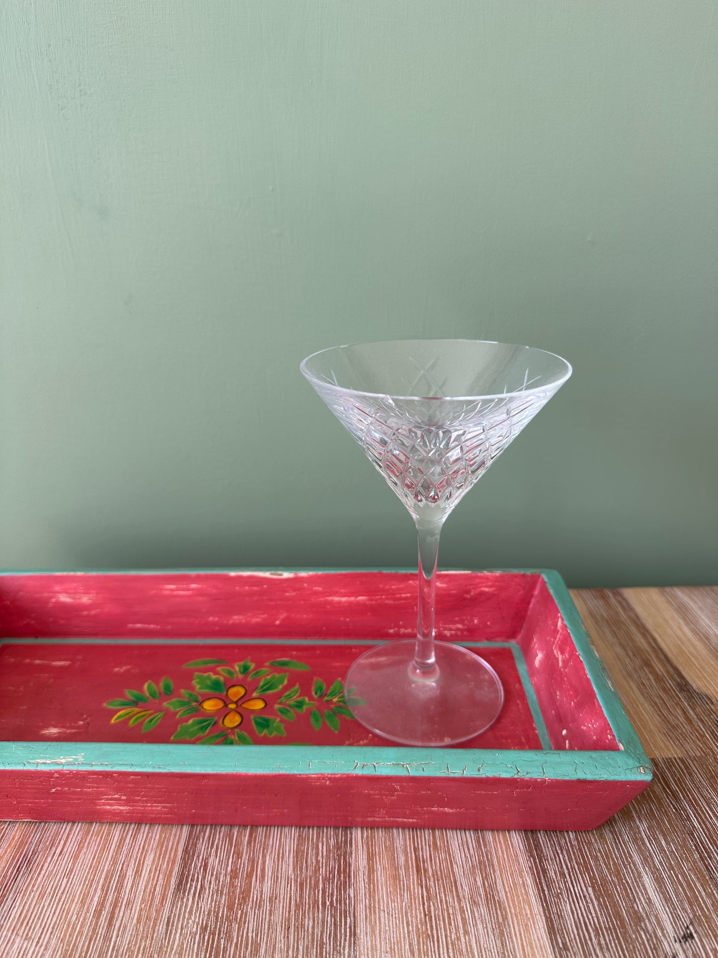 Handmade hand-painted wooden tray
