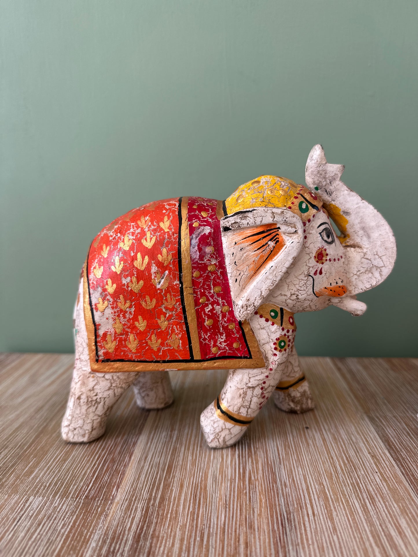 Pair of White Wooden elephants from India