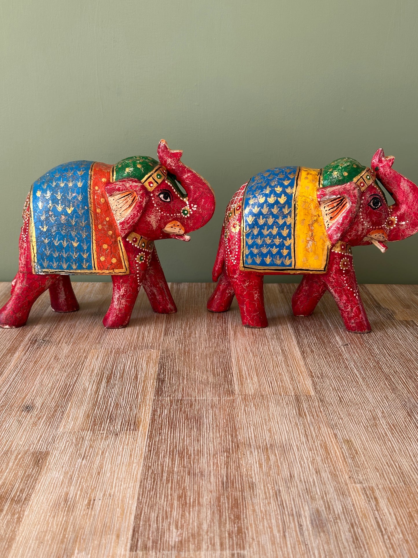 Pair of Large Red Indian Elephants