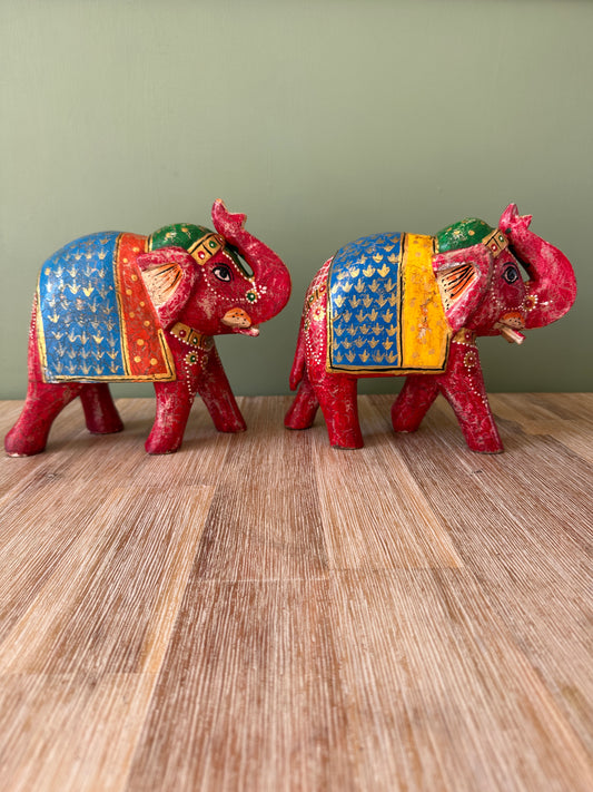 Pair of Large Red Indian Elephants