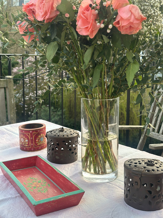 Handmade hand-painted wooden tray