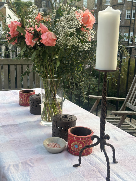 Pair of Indian Wrought Iron TwistED Candle Sticks