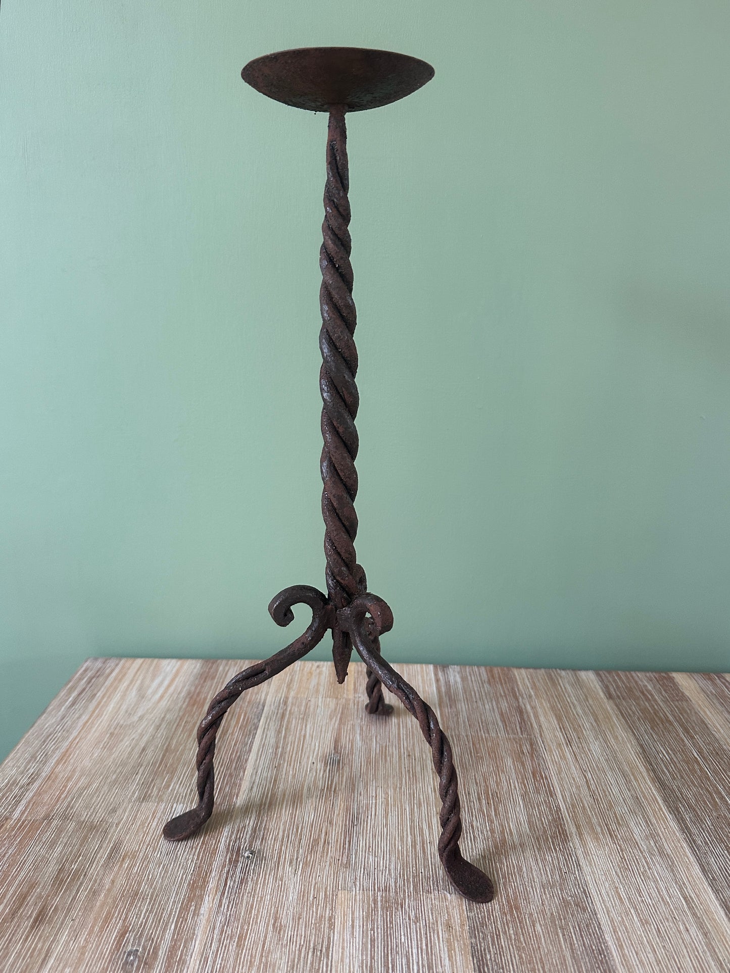 Pair of Indian Wrought Iron TwistED Candle Sticks