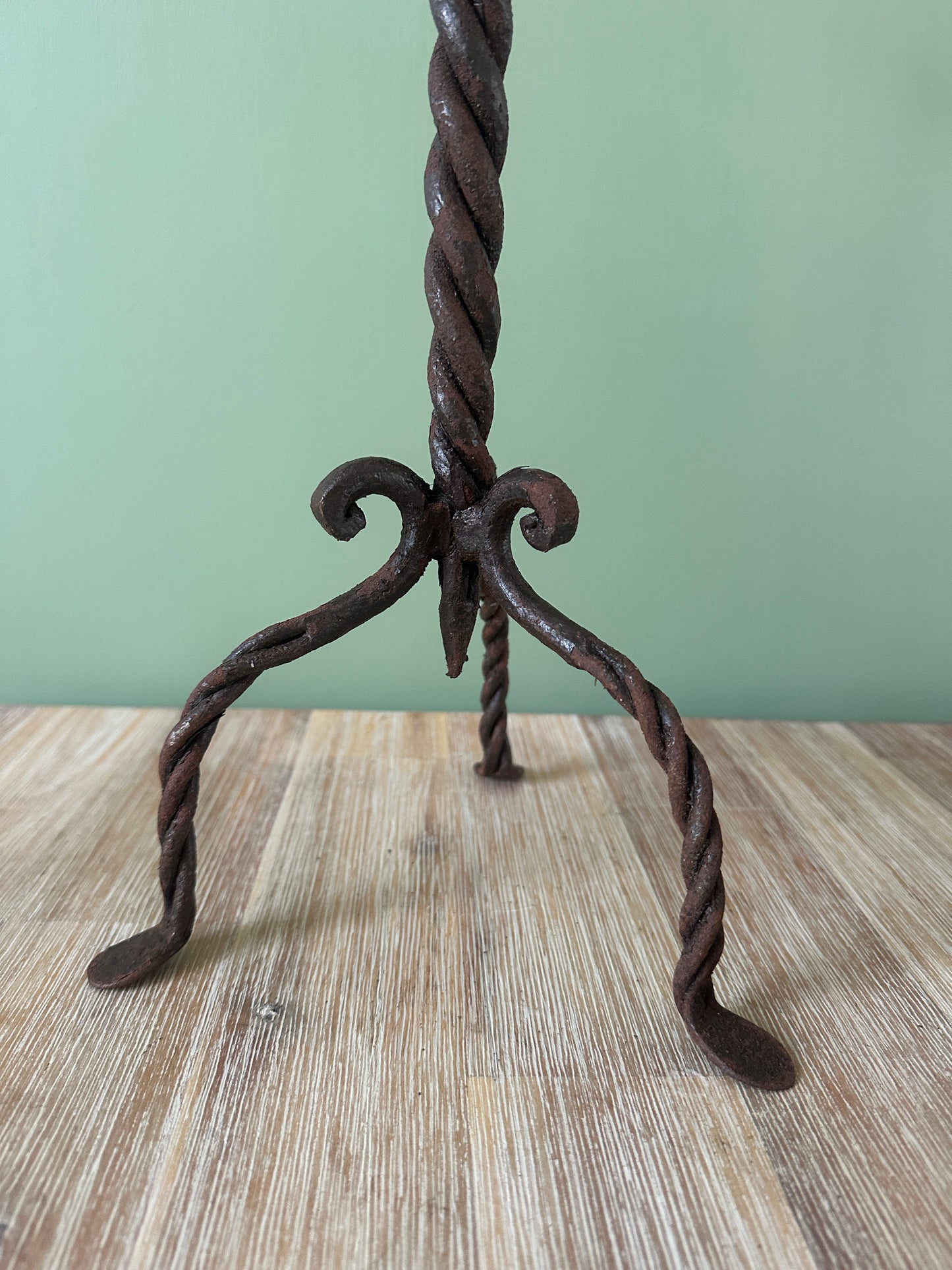 Pair of Indian Wrought Iron TwistED Candle Sticks