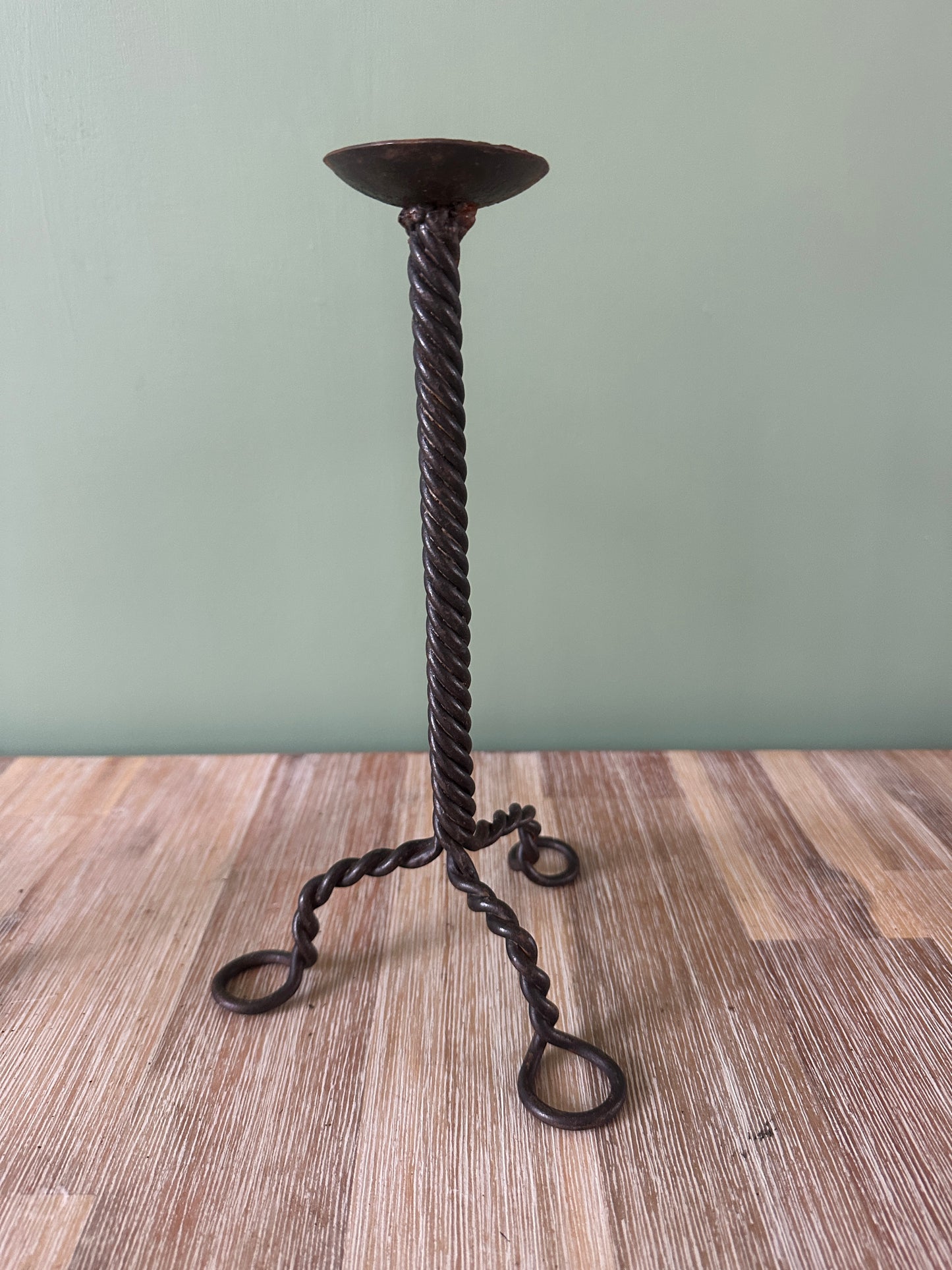 Pair of Indian Wrought Iron Candle Holders – Mismatched Height