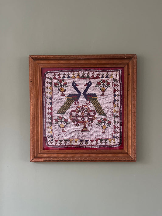Framed Indian Beadwork Wall Art