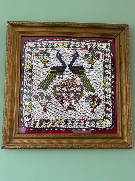 Framed Indian Beadwork Wall Art