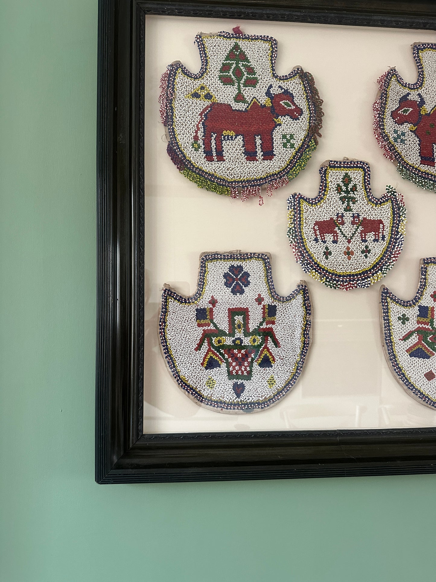 Framed Beaded Textile Wall Art