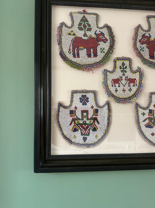 Framed Beaded Textile Wall Art