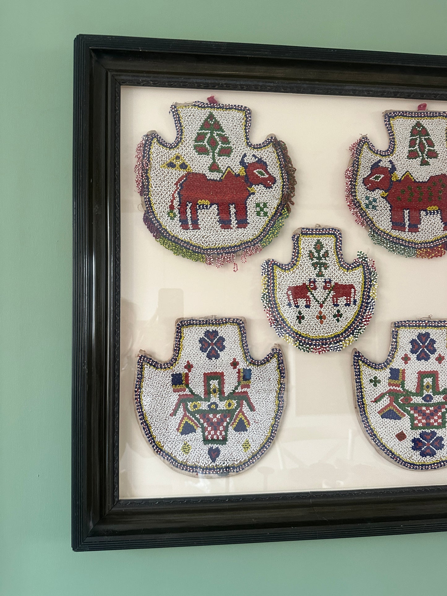 Framed Beaded Textile Wall Art