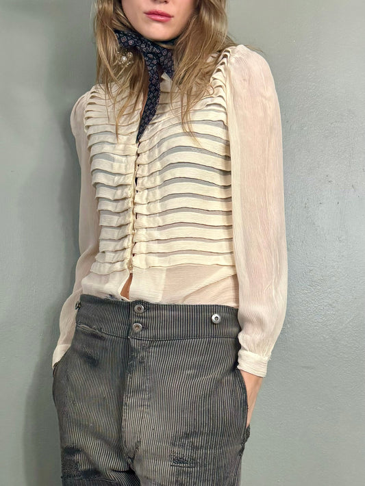 Fabulous cream chiffon 40s shirt