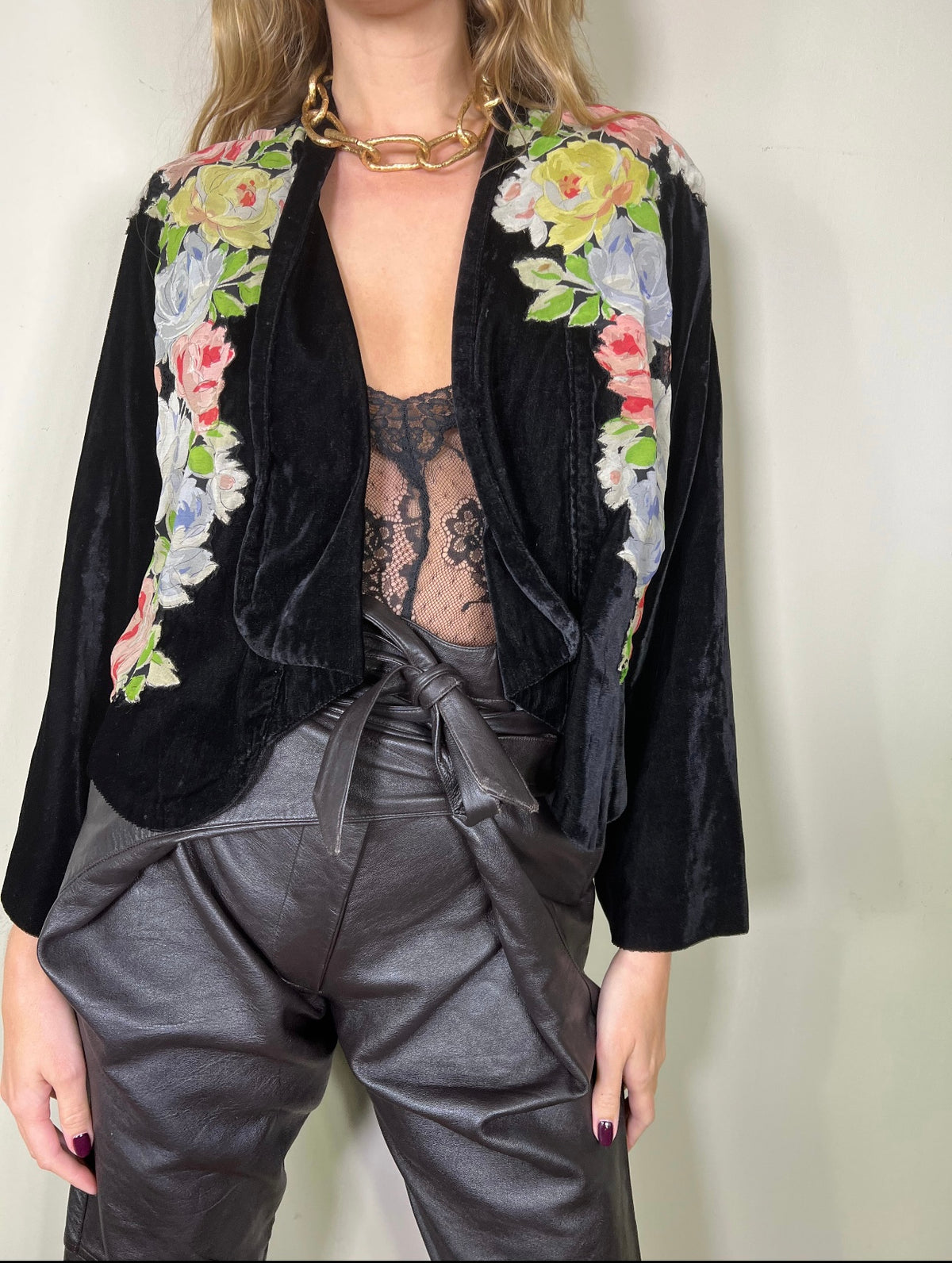 30s black velvet jacket