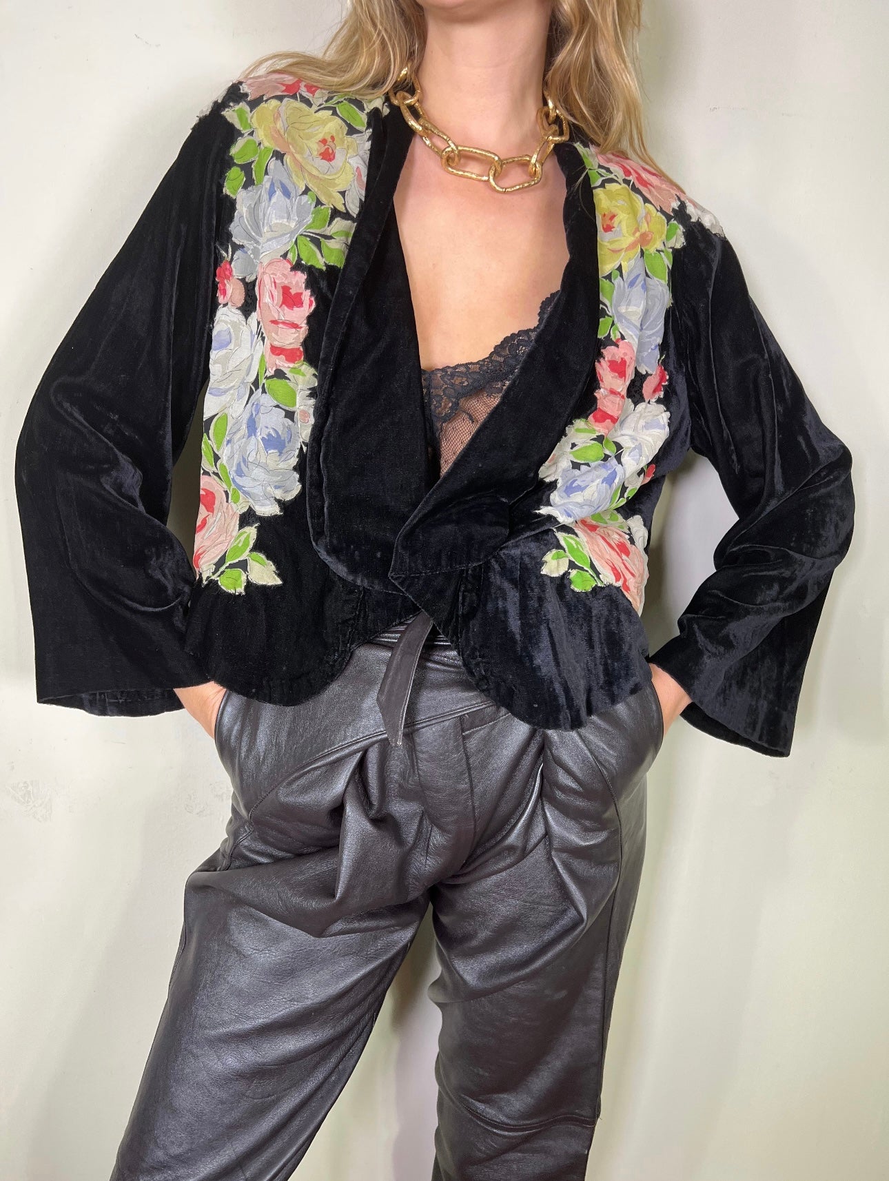 30s black velvet jacket