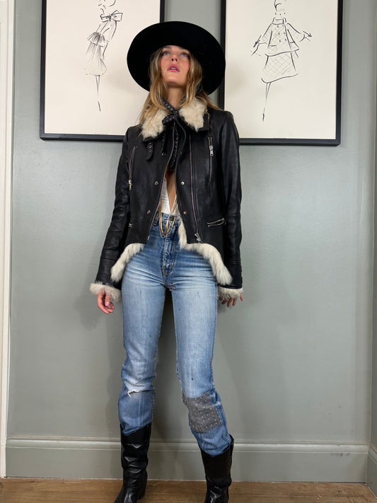 Alexander McQueen Y2K Black Leather Biker Jacket
