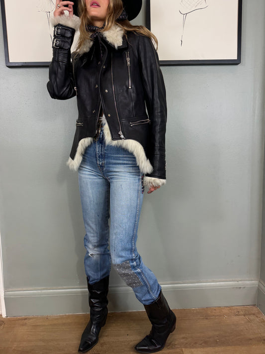 Alexander McQueen Y2K Black Leather Biker Jacket