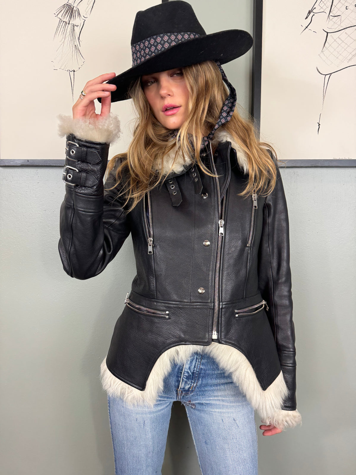 Alexander McQueen Y2K Black Leather Biker Jacket