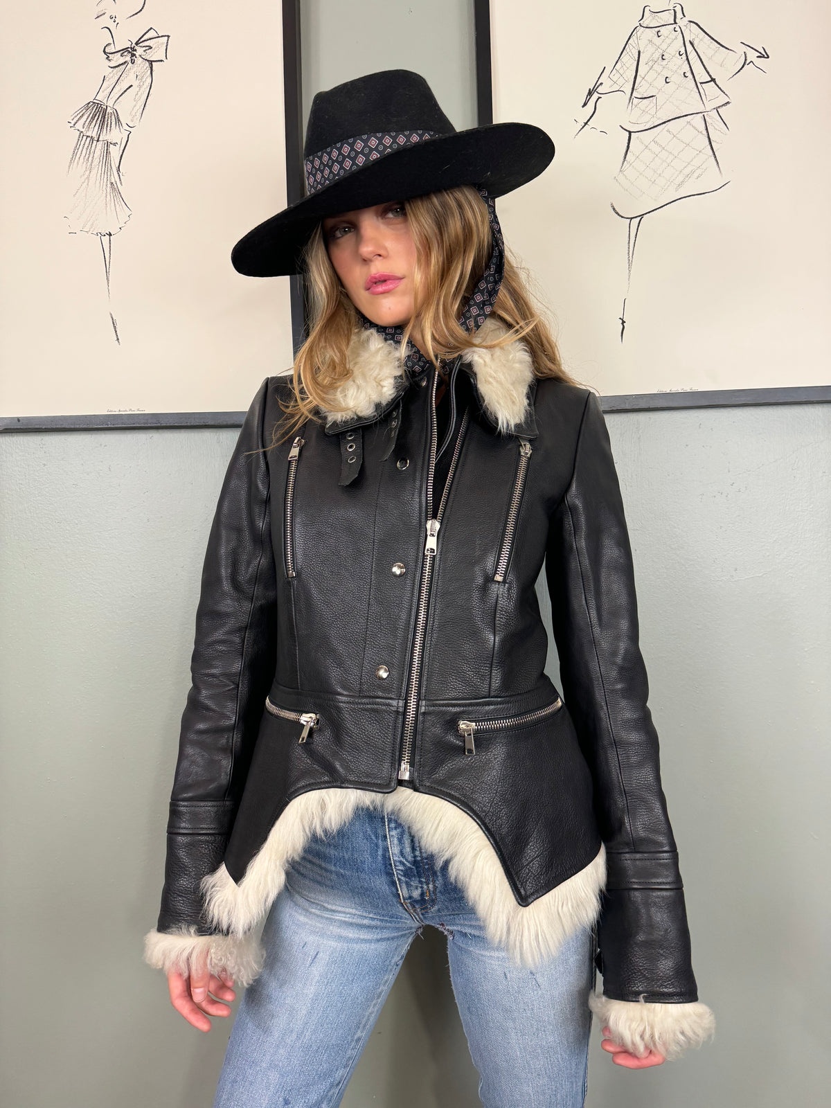 Alexander McQueen Y2K Black Leather Biker Jacket