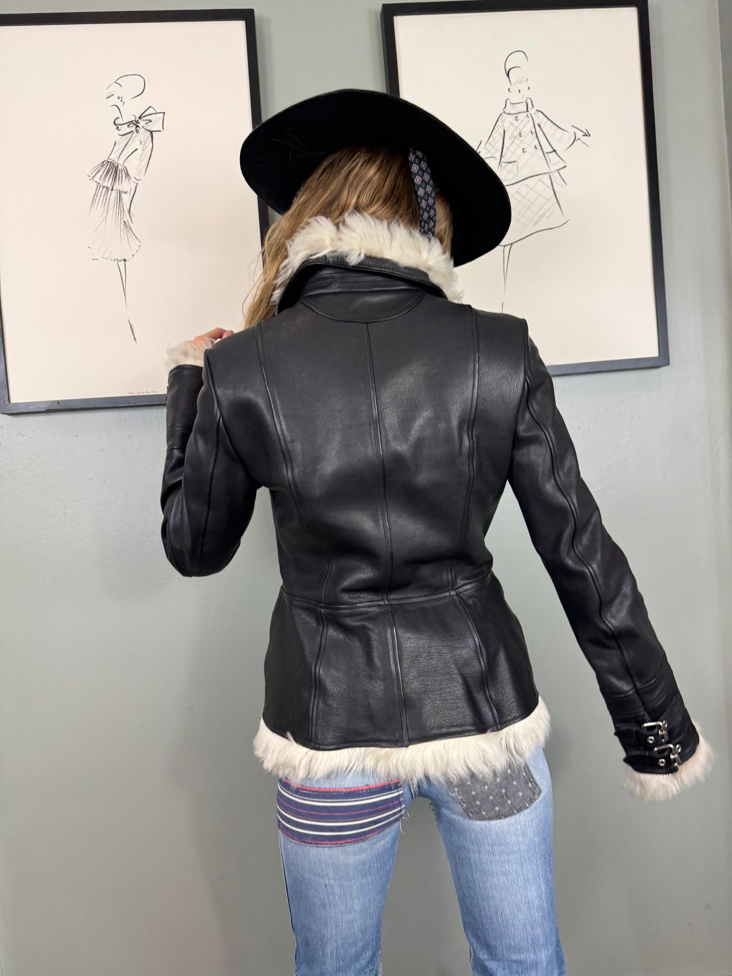 Alexander McQueen Y2K Black Leather Biker Jacket