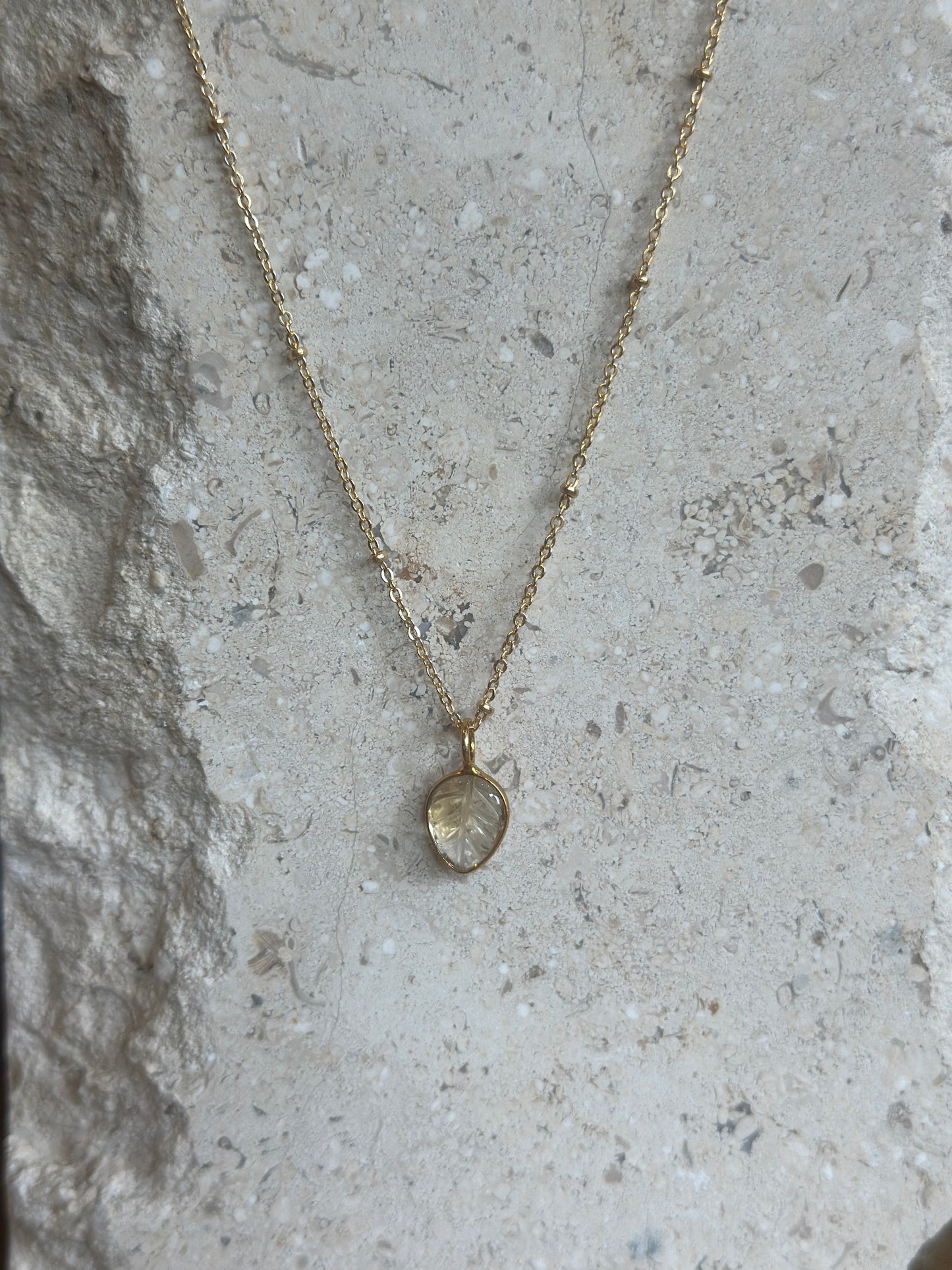 Citrine Leaf Necklace