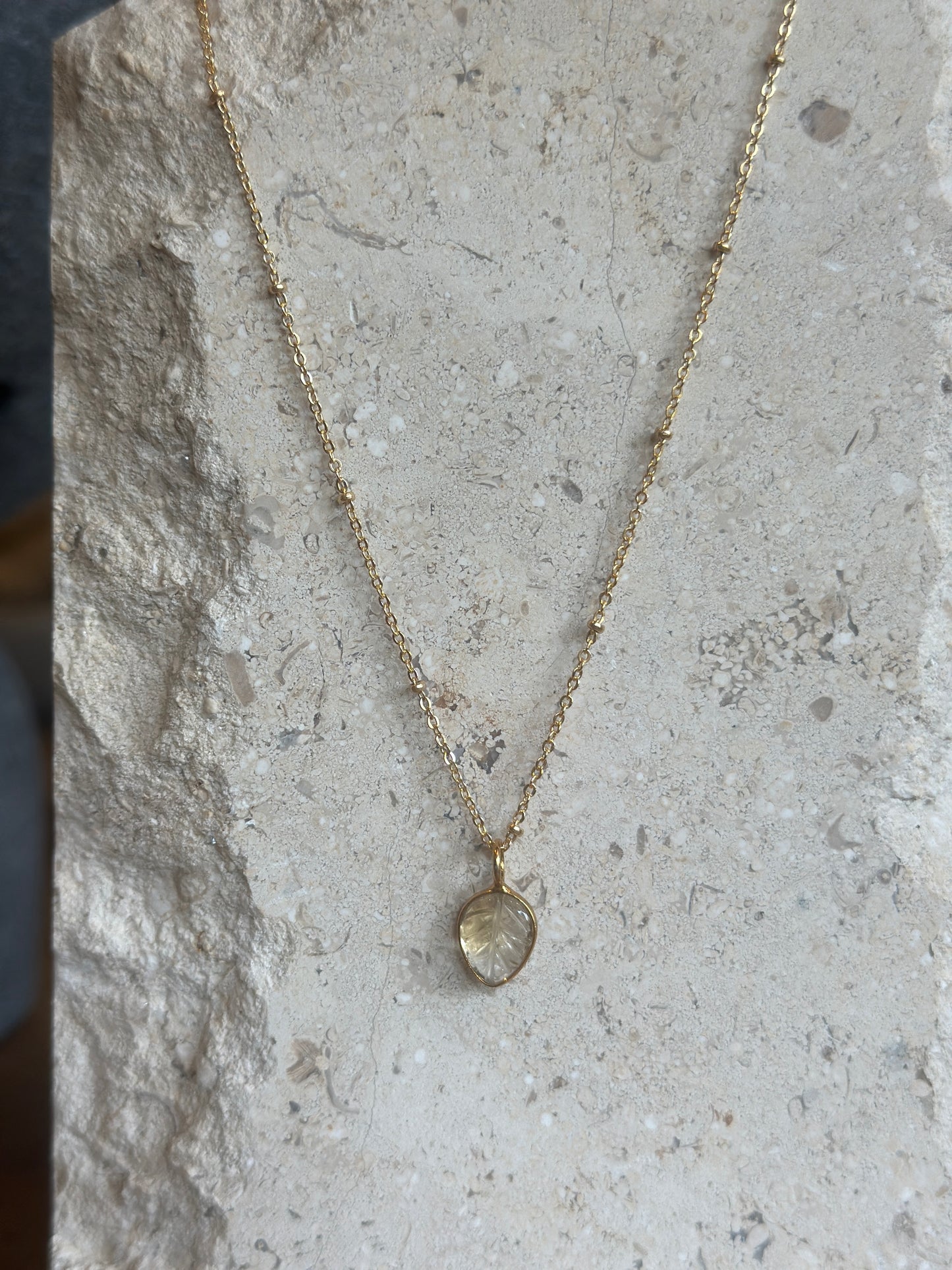 Citrine Leaf Necklace