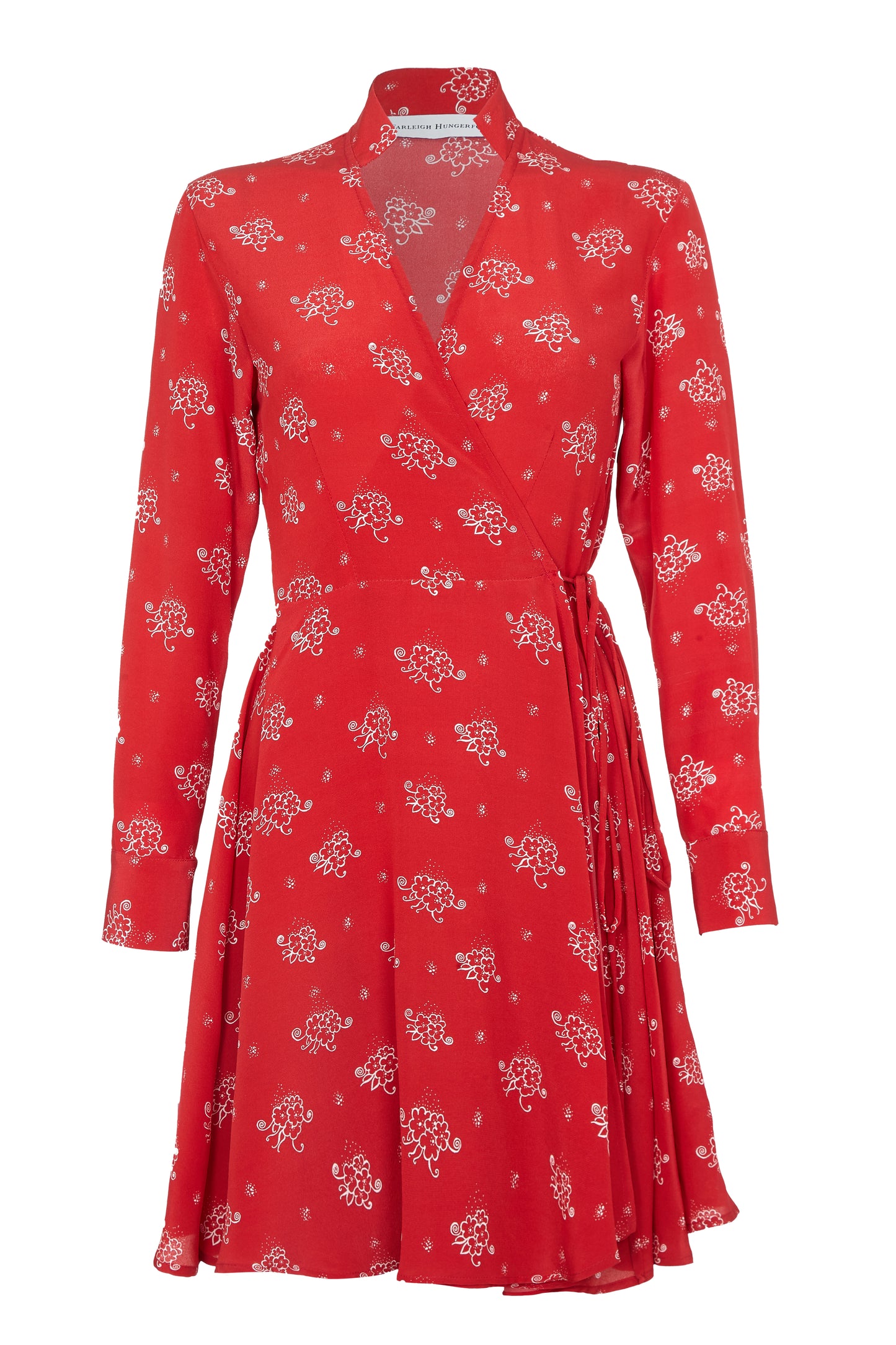 Red Glider Short Silk Wrap Dress – Long Sleeve, 100% Silk