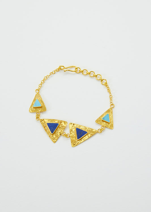 Lapis and Turquoise Triangle Bracelet
